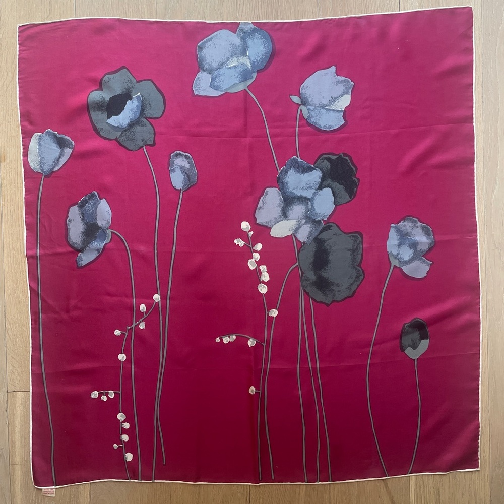Vintage Silk Floral Print Scarf